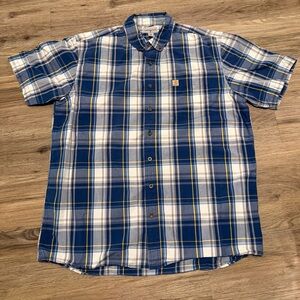 Carhartt Blue and White Plaid Casual Shirt